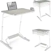 FoldWise Upgraded Folding TV Tray Table - Extra Large & Sturdy Laptop Table for Couch, Height & Angle Adjustable Desk for Dinner, Work & TV - Includes Footrest, Cup Holder, iPad Holder & Edge Stopper