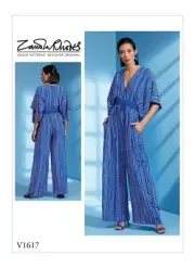VOGUE SEWING PATTERN 1617 MISSES 4-14 LOOSE-FIT V-NECK KIMONO SLEEVE JUMPSUIT