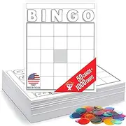 Hygloss Products Blank Bingo Cards to Write On - 50-Pack White -1000 Chips Included - Large Size Bingo Sheets Disposable - Activities for Classroom, Parties, Contests, Weddings, Events & More