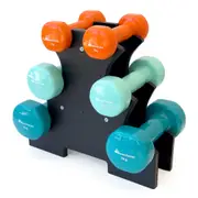 METEOR 1kg-2kg-3kg Dumbbell Set with Storage Rack, Anit-Slip Flat Bottom Vinyl Dumbbells, Fixed Weight Dumbbells, Gym Weights, Dumbbell Weights
