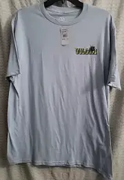 Volcom Blue Men's Size Large T-shirt Bug on Mushrooms Graphic Print
