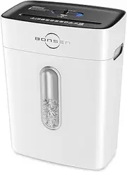 BONSEN Paper Shredder for Home Office, 10-Sheet Cross-Cut Shredder, White