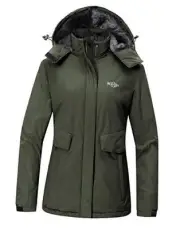 Women's Waterproof Ski Jacket Warm Winter Coat Windproof X-Large Army Green