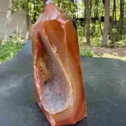 615g natural red agate geode obelisk quartz cluster crystal tower healing