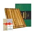 Teak Wood Cutting Board with Juice Groove Hand Grip (M, 20x15x1.25"), Wooden ...