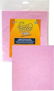 [Scrub Daddy] Damp Duster Towel, Multipurpose Dusters for Cleaning - Venetian & Wooden Blind Cleaner, Ridged Dusting Sponge for Vents, Radiator, Skirting Boards, Mirrors - Home Cleaning Products, Pink