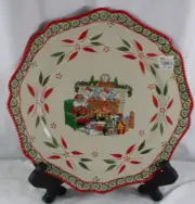 New Temptations by Tara Old World Special Holiday Platter Stand 15" Santa Fire