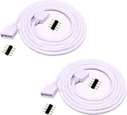 LitaElek 2pcs 2m 6.6ft RGB LED Strip Extension Cable 4 Pin LED Tape Extension Cord LED Ribbon Extension Wire LED Band Extender Quick Connector Cable for SMD 5050 3528 2835 RGB LED Strip Light, White
