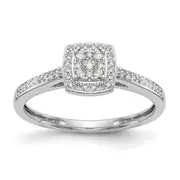14K White Gold Complete Real Diamond Cluster Engagement Ring