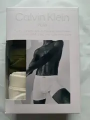 Calvin Klein Pure 3 Pack Boxer Briefs Men Size Medium Brown, Green, White New