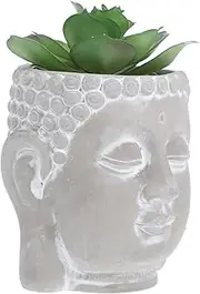 MOTHNUR Buddha Shaped Cement Statue with Succulent Plants for Outdoor Garden Decor Decorative Buddha Ornament for Home Zen Spaces Tranquil Spiritual Sculpture