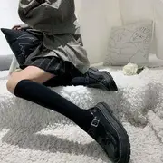 Plain Long Socks Black - One Size