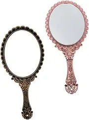 minkissy Vintage Makeup Mirror Set of Handheld Portable and Stylish for Travel Dressing Tables Beauty Routine