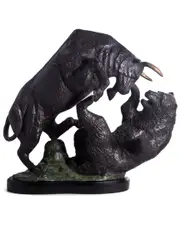 Bey-Berk The Big Fight Bronzed Finished Bull & Bear Sculpture