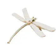 14kt Yellow Gold Baroque Pearl Diamond Dragonfly Pin .15ctw Brooch