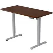 FORTIA Sit To Stand Up Standing Desk, 120x60cm, 72-118cm Electric Height Adjustable, 40kg Rated, Walnut Style/Silver Frame