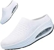 [DEVILEYEZE] Women's Slip-on Mule Sneakers Breathable Air Cushion Wedge Backless Walking Shoe Lightweight Platform Orthotic Clog Casual Toning Rocker Shoe