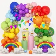 Rainbow Balloons Garland Arch Kit, Multicolor and Confetti Balloons for Birthday