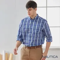 在飛比找momo購物網優惠-【NAUTICA】男裝 經典格紋長袖襯衫(藍色)