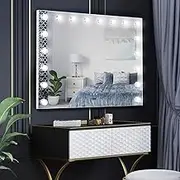 Maxkon Makeup Mirror with Light Hollywood Mirror Vanity Mirror 18 LED Light Up Mirror with Touch Screen 80X60cm Sliver