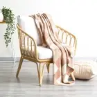 Renee Taylor Newport Checkered Cotton Knitted Throw 130 x 170 cms Tan