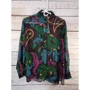 ZARA Women's XS sheer button up blouse paisley pattern NWT