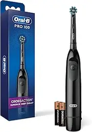 Oral-B Pro 100 CrossAction, Battery Powered Toothbrush, Black, 1 Count (Pack of 1)