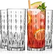 Barski European Crystal Highball Glasses - Dishwasher Safe Glasses for Water, Juice, Wine, Beer & Cocktails - Suitable for Daily Use & Special Occasions, Ideal Gift, Set of 4-13 oz - Panache