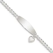 7.5 Inch Sterling Silver W/Heart Charm Id Bracelet