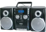 AM/FM Stereo CD Player Boombox with Cassette Recorder & AUX Input - Black/Silver