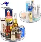 2 Pack Lazy Susan Turntable Organiser, Clear Plastic Rotating round Spice Rack O