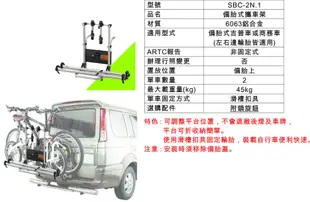 虎耀汽車精品~【SBC-2N.1】快克 Travel Life 備胎式鋁合金攜車架(非固定式) 吉普車商務車