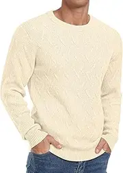 [Sailwind] Men's Jumpers Crew Neck Warm Pullover Sweater for Men Long Sleeve Soft Jumper for Men Knitwear Sweatshirt Tops, Beige, L