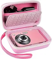 Hard Camera Case, Protective Carrying for Digital Camera, for AbergBest 21 Mega Pixels, Kodak Pixpro, Canon PowerShot ELPH 180, 190, Sony DSCW800, with Camera Storage Holder for Accessorie, Light Pink
