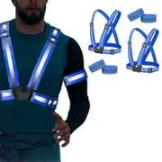 2Pcs Reflective Vests Running Gear High Visibility Adjustable Security Vests with 4 Arm Bands