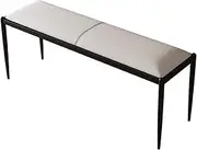 LYXWGRZD Dining Bench, Upholstered Kitchen Bench, Faux Leather Dining Room Bench, Entryway Bench with Metal Frame, Bench end of Bed for Entryway, Living Room(White)