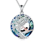 YFN Swim Necklace Sterling Silver Swimming Crystal Pendant Tree of Life Jewel...