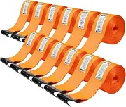 12Pcs 4 inch Straps for Flatbed Trailer Orange 30 ft Truck Straps, 4" x 30' Winch Straps with Flat Hook Heavy Duty 5500lbs Cargo Control Load Strap