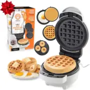 3-In-1 Mini Breakfast Maker Make Eggs Pancakes Donuts & Waffles Removable Plates