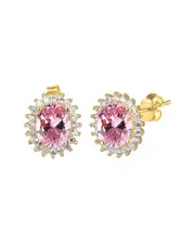 Gabi Rielle 14K Over Silver CZ Rosy Haze Studs