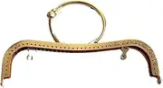 [KONGKNUANK] Metal Purse Frames，Bag Making Supplies 22cm Big Ring Handle Clutch Bag Accessories DIY Kiss Clasp Lock Bronze Embossing M-Shaped Handbag
