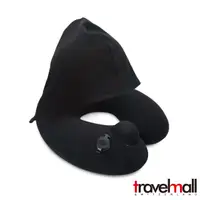 在飛比找蝦皮商城優惠-Travelmall 專利3D按壓式充氣連帽頸枕-黑