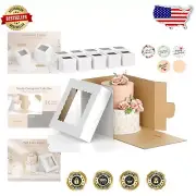 Sturdy 10-Pack Disposable Cake Boxes with Window - Perfect for Layered Cakes