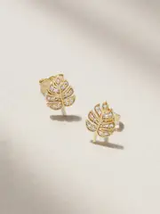 [Sydney Evan] Sydney Evan - Tiny Monstera Leaf 14-karat Gold Diamond Earrings - One size One size Gold