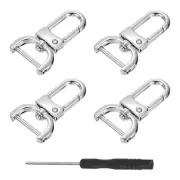4Pcs Swivel Clasps, 0.79" D Ring Detachable Snap Hook with Screwdriver, Silver
