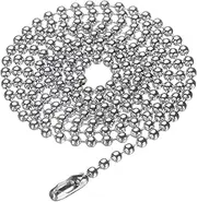 [uxcell] Stainless Steel Ball Chain 3.0mm 29.5" Length 316L Round Bead Necklace Dog Tag Pull Chains with Connectors Clasps for Men Women Jewelry Making Bracelets Keychain, Silver