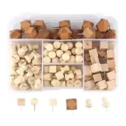130 Wooden Push Pins Geometric Shape for DIY Craft Supplies Apparel Sewing8170