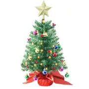 24 Inch Tabletop Christmas Tree, Artificial Mini Xmas Pine Tree with LED