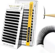 NAGARAKU Wet Camellia Lash, Roots with Light Glue Mega Volume Lash 9mm-10mm-11mm Mix Length Eyelash Extension 0.07mm LC Curl Maga/Wispy/Fox/Anime/Hybrid Volume Style