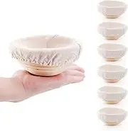 DOYOLLA Mini Bread Dough Proofing Basket & Liner (Set of 6, 5 inch), Sourdough Bread Bakery Bowls for Professional & Home Bakers